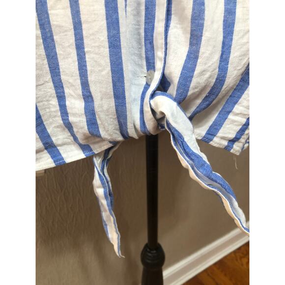 Ava & Viv Women's Linen Blend Button Up Shirt Top Blouse White Stripe Size 4X - Picture 8 of 15